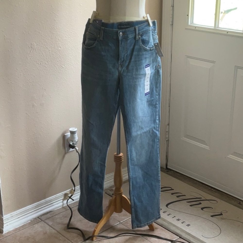 VINTAGE EXPRESS Blue Super Stretch Taper Fit Jeans Size 18, NWT